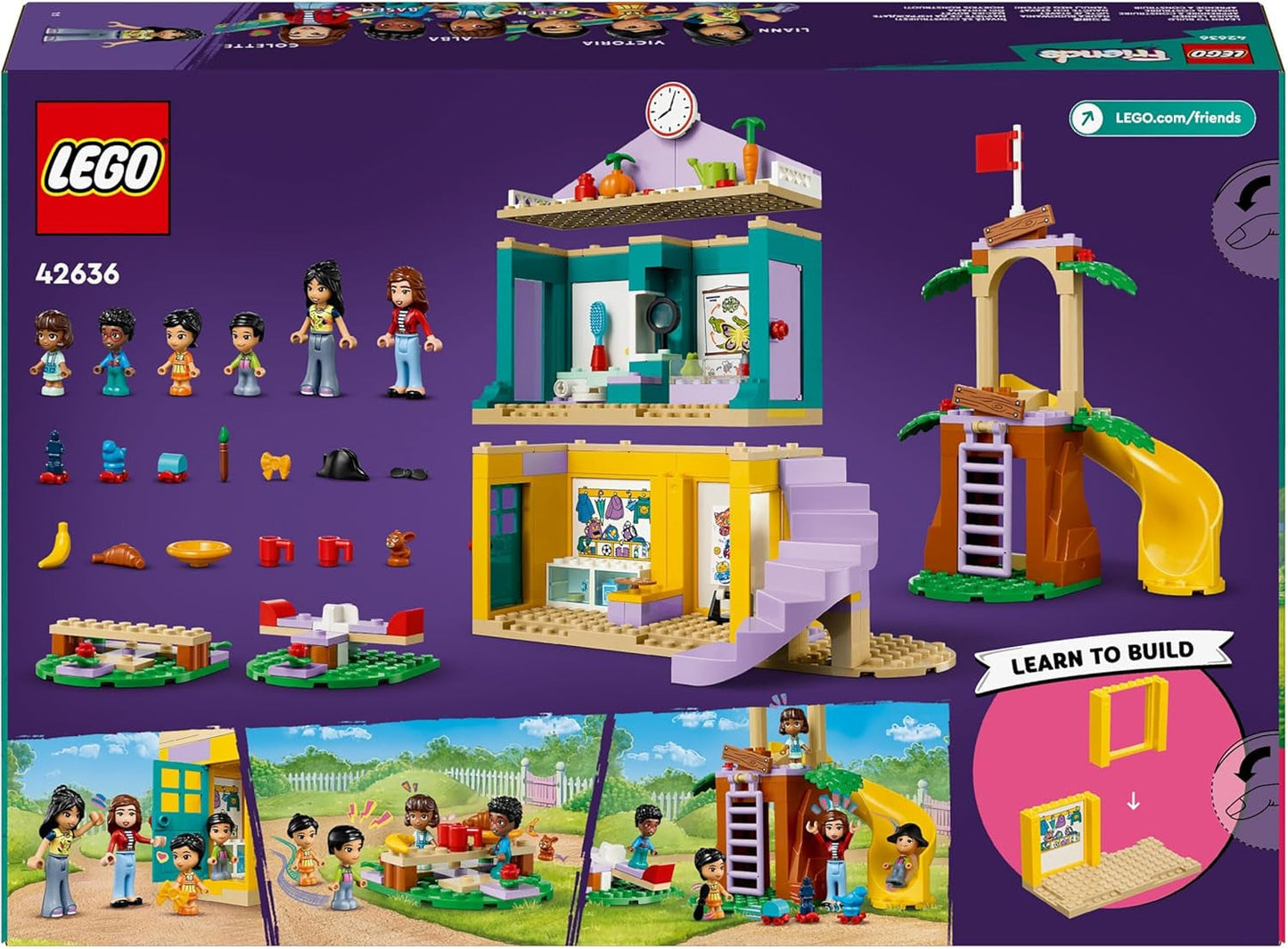 LEGO Friends Heartlake City Juego de guardería para niñas y niños de 4 años Juego de rol creativo con 2 figuras y 4 microfiguras Juguete de desarrollo social 42636 Juegos de construcción Besuche den LEGO-Store