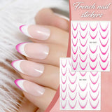 12 Stück French Tip Nagelsticker Selbstklebend Bunte French Nails Schablone Nagelaufkleber Nail Art Stickers Nageldesign DIY Nägel Zubehör (12 colores)