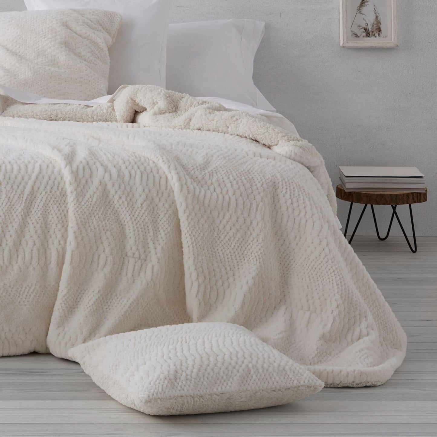 Edredón de invierno piel de cordero sintética color crema, Ancho 135 Cm Edredones y edredones Naty Shop