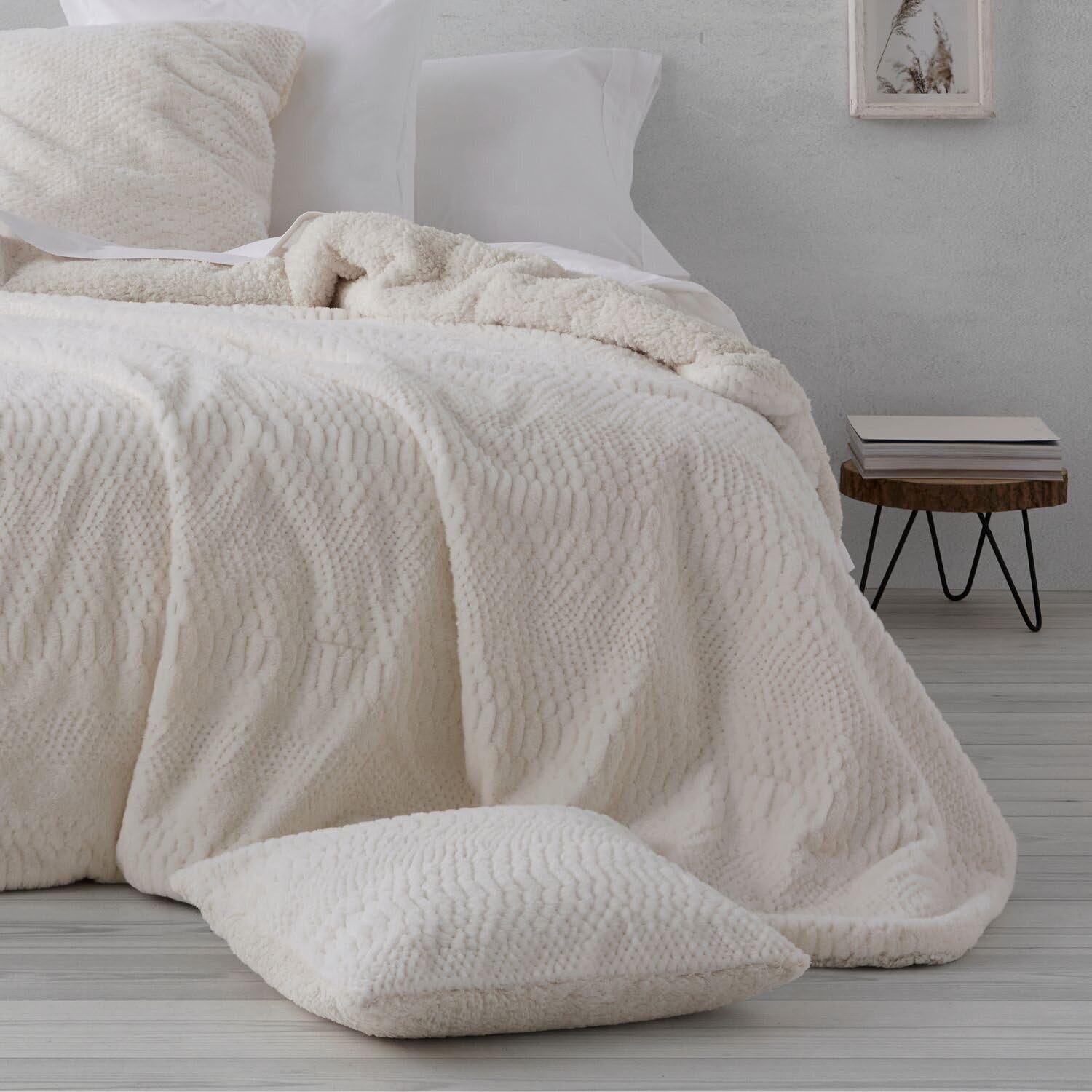 Edredón de invierno piel de cordero sintética color crema, Ancho 135 Cm Edredones y edredones Naty Shop