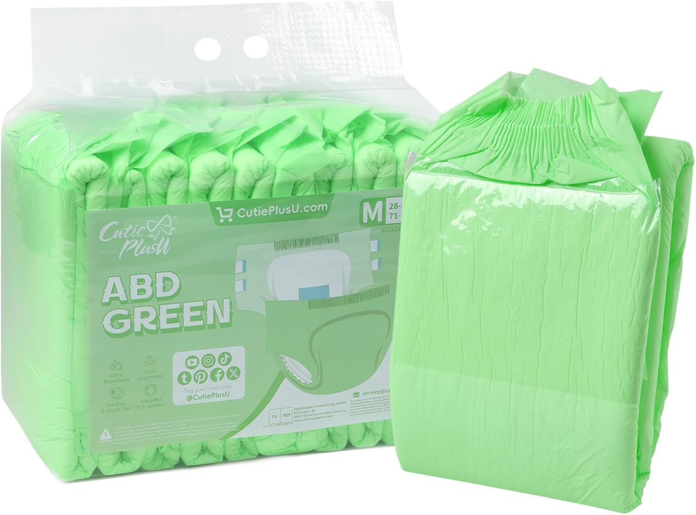 CutiePlusU Pañales para Adultos, Paquete de 10 Bragas Desechables para Incontinencia con Lazos para Mujeres y Hombres, Máxima Absorbencia Durante la Noche - Blanco (Tamaño Mediano 71-96cm)