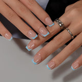 Uñas Postizas De Punta Francesa Corta - 30 Piezas De Uñas Negras Para Pegar En Uñas Cuadradas Cortas, Uñas Postizas De Punta Francesa Con Pegamento, Juego De Uñas Artificiales Cuadradas Para Mujeres