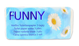 Papel higiénico Funny AG-014, 3 capas, 250 hojas, 9,5 cm x 11 cm, blanco, paquete individual de 8 rollos