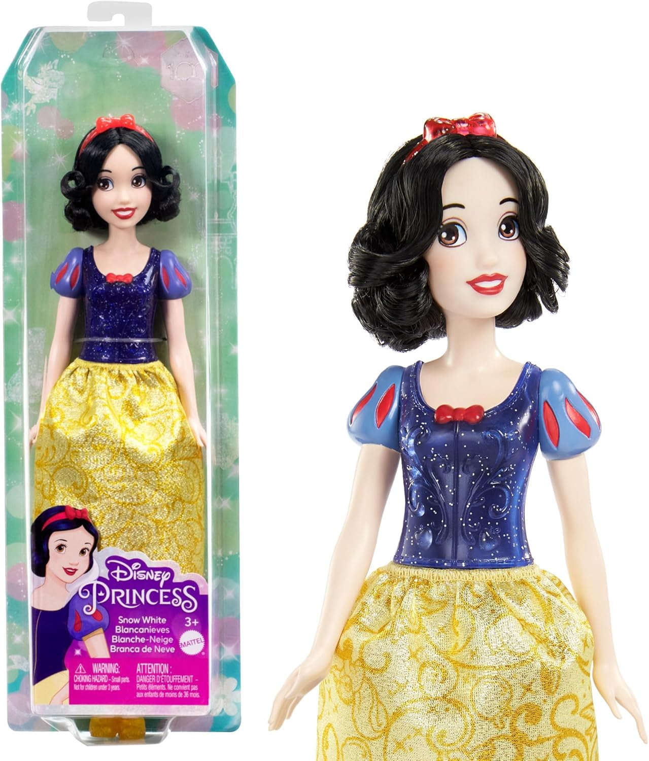 Mattel Disney Princess Toy Blancanieves Muñeca móvil con ropa brillante y accesorios Regalo inspirado en la película de Disney para niños HLW08 Naty Shop Diadema para muñecas
