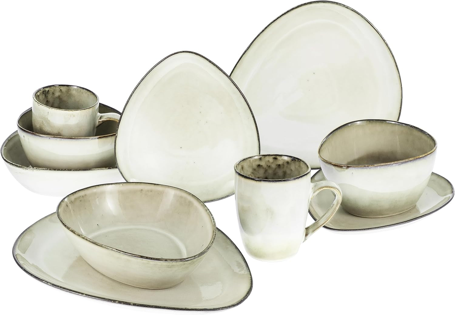 CreaTable, 23769, Serie CLOUDY, Arena, Vajilla de 10 piezas, Servicio combinado de porcelana, Apto para lavavajillas y microondas, Fabricación de calidad