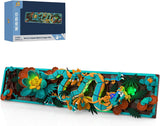 Kit de construcción de azulejos de dragón mítico para adultos, juguete de construcción de arte divino 3D con luces LED y flores, kit de modelo de relieve de dragón, regalos creativos y decoraciones (1676 piezas)