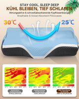 Almohada para el dolor de cuello, almohada ortopédica ergonómica para el cuello, almohada de espuma viscoelástica abdominal para la espalda lateral, almohada antironquidos para hombres y mujeres (62 * 34,5 * 12/8 CM) Almohadas ortopédicas cervicales Naty Shop