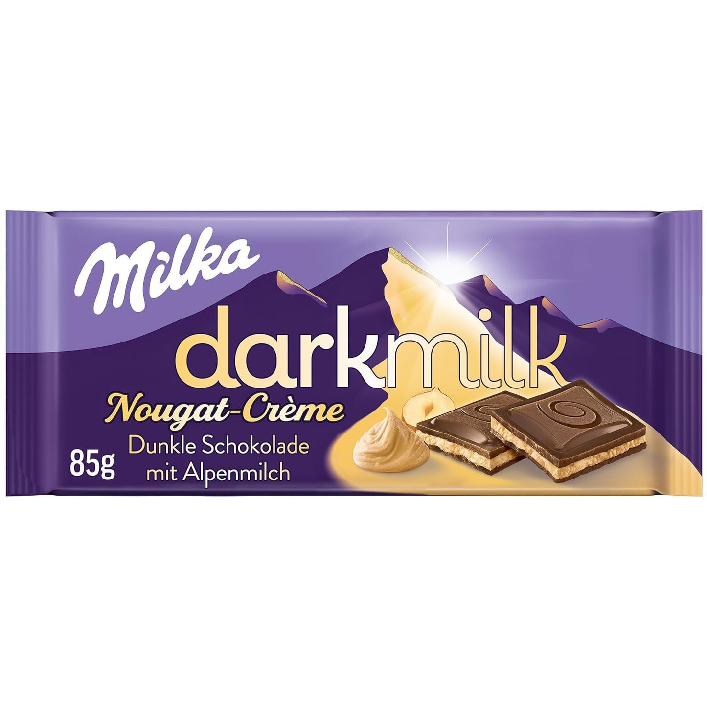 Milka Black Milk – Chocolate negro alpino con leche y relleno cremoso de turrón – 85g
