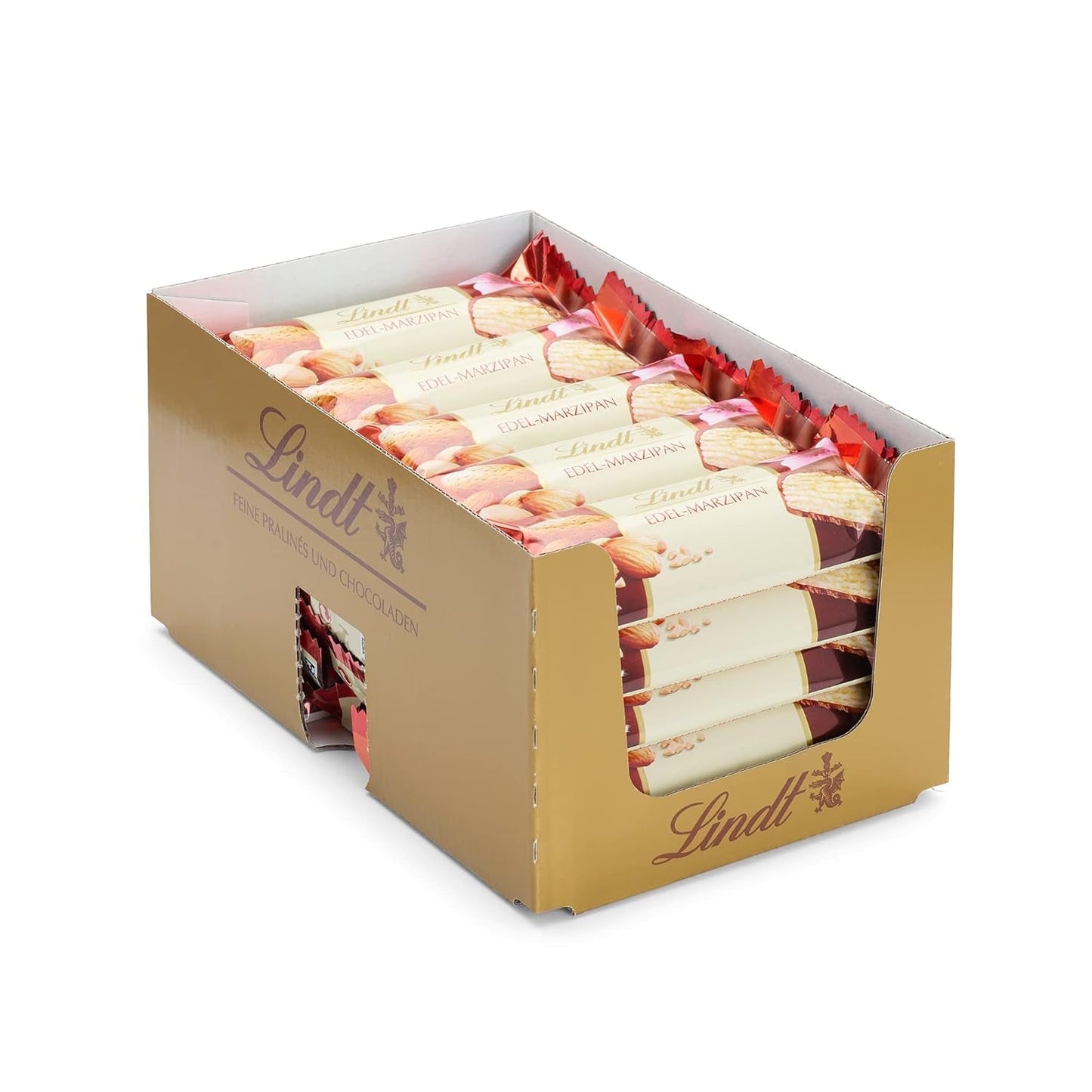 Presentación Top Chocolate Lindor | 1718 g y barras de chocolate con mazapán | 25 barras x 50g en expositor de mostrador | 1250 gramos | Mazapán puro cubierto de chocolate negro | barras de chocolate