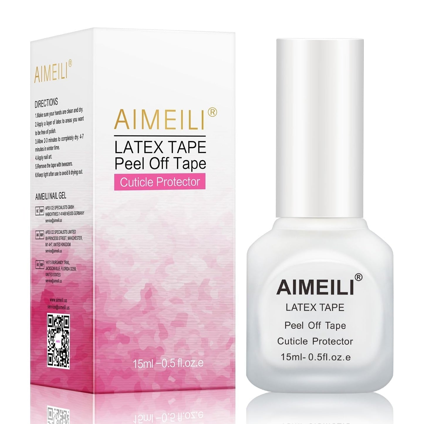 AIMEILI Cinta Despegable De Látex Nagelleck Korrektor Hautschutz Fingerschutz Para Nail Art Palisade Geruchlos Weiß 15Ml