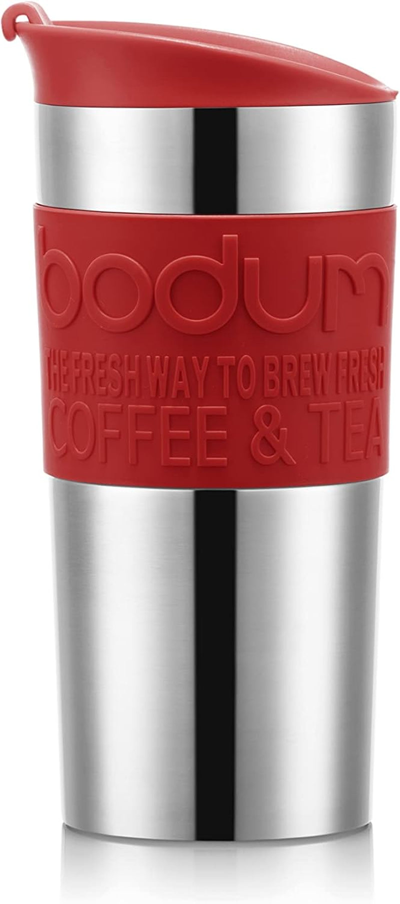 Taza térmica Bodum K11067-04 TRAVEL PRESS SET, doble pared, acero inoxidable, tapa adicional, 0,35 l, rojo