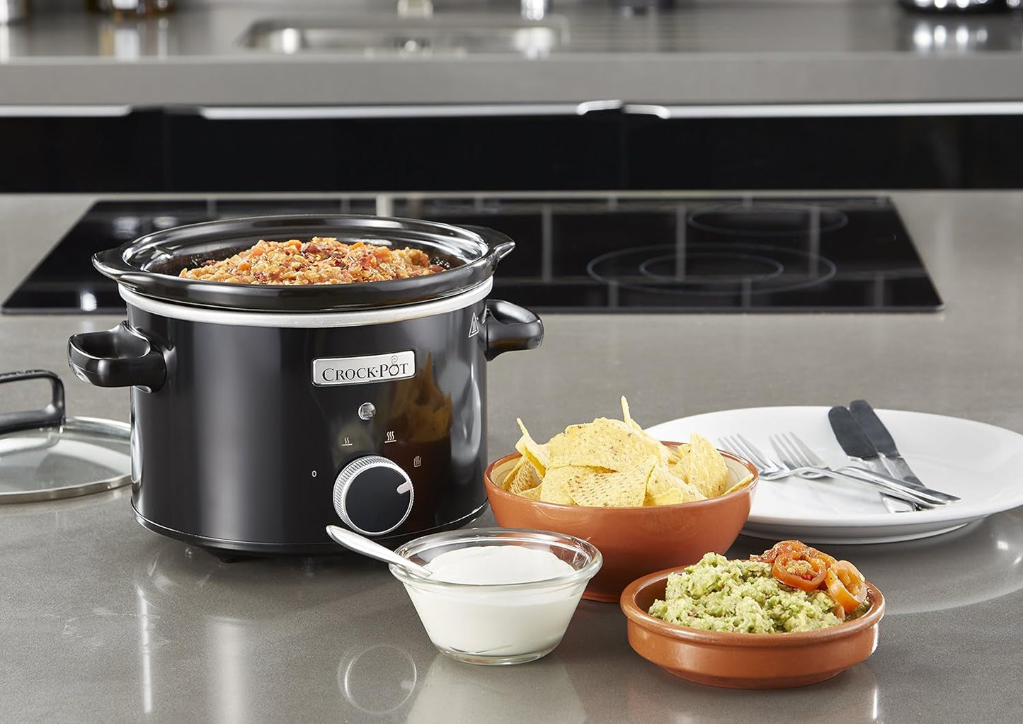 Olla de Cocción Lenta Crockpot, bol cerámico extraíble, fácil de limpiar, 2,4 litros (1-2 personas) Olla de Cocción Lenta Naty Shop