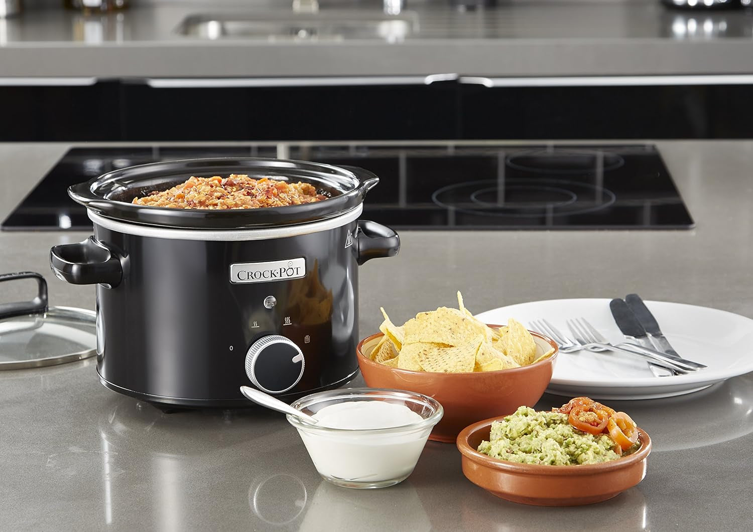 Olla de Cocción Lenta Crockpot, bol cerámico extraíble, fácil de limpiar, 2,4 litros (1-2 personas) Olla de Cocción Lenta Naty Shop
