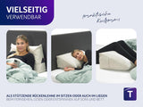 Traumnacht Cosy Back cojín de lectura, 70 x 40 cm beige, funda desenfundable y lavable de 100% poliéster, práctico bolsillo lateral, certificado Öko-Tex, fabricado según los estándares de calidad alemanes