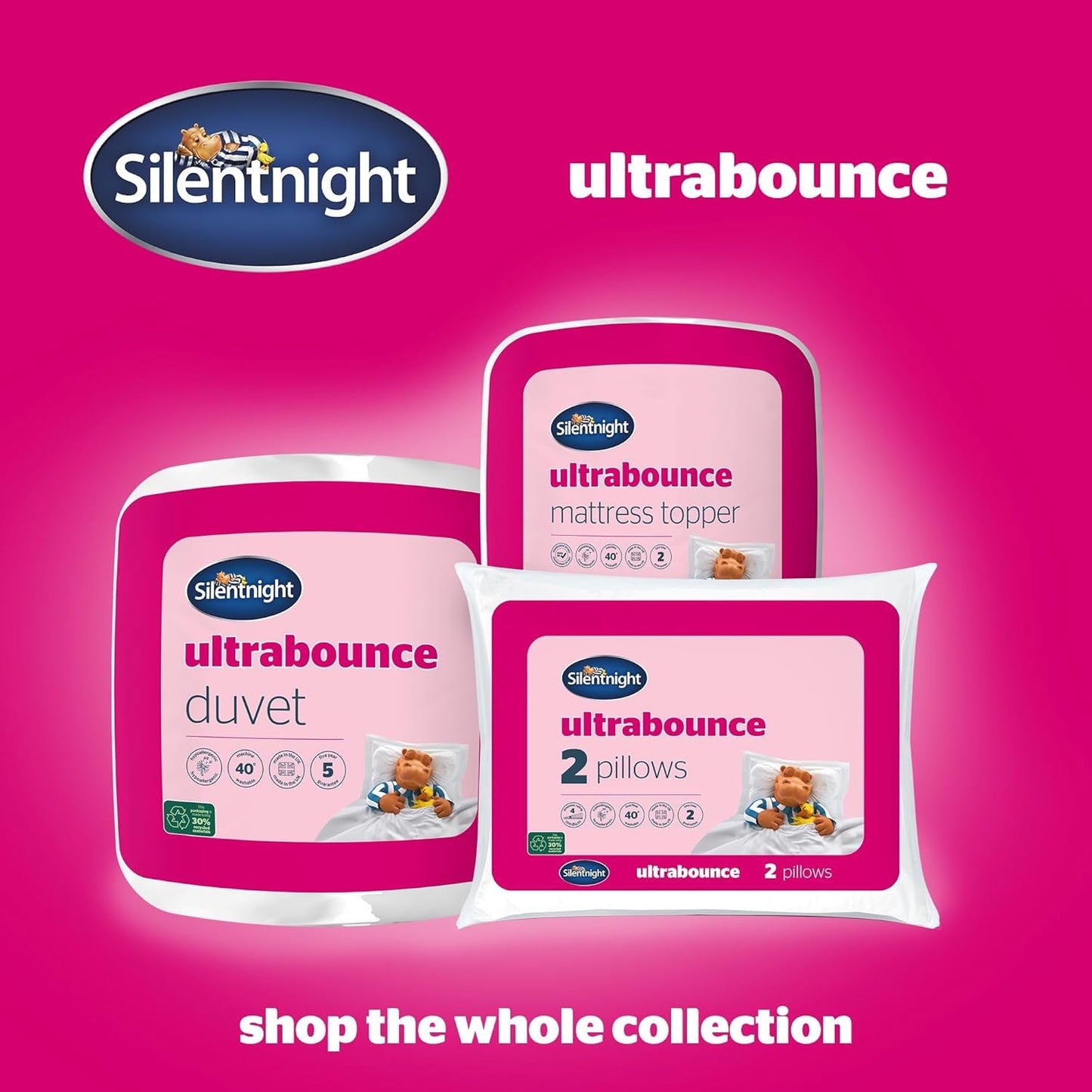 Colcha Silentnight "Ultrabounce", microfibra, blanco, cama individual Edredones y edredones Naty Shop