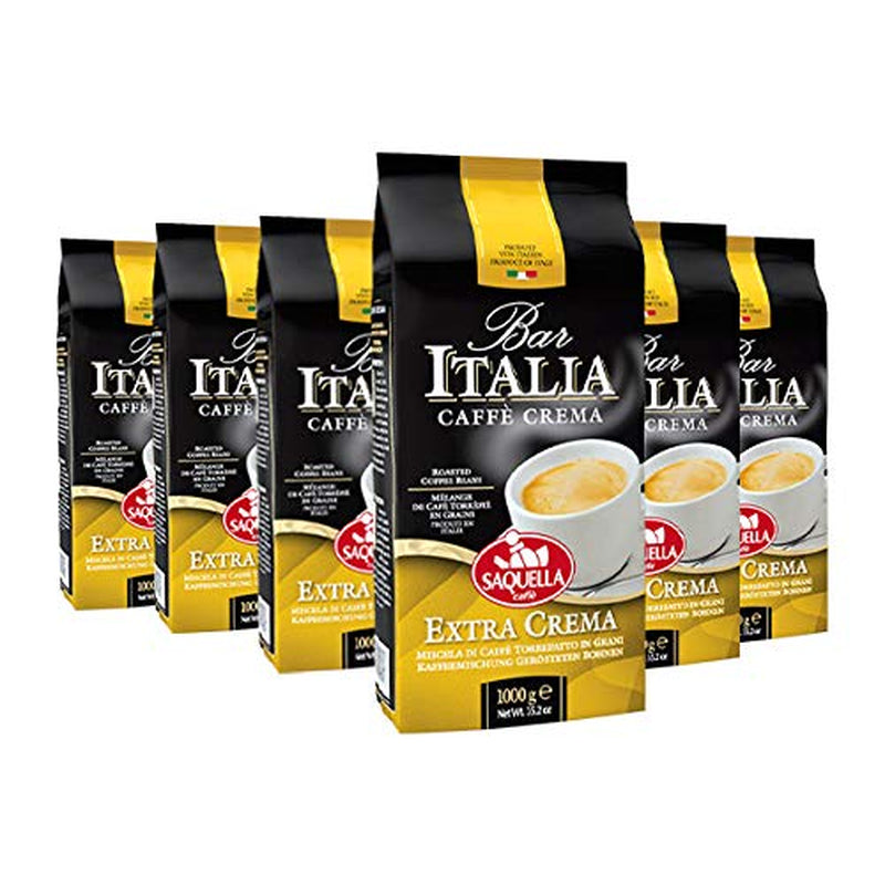Café en grano Caffe Espresso Bar Italia Extra Crema, paquete de 6 (6 x 1 kg)