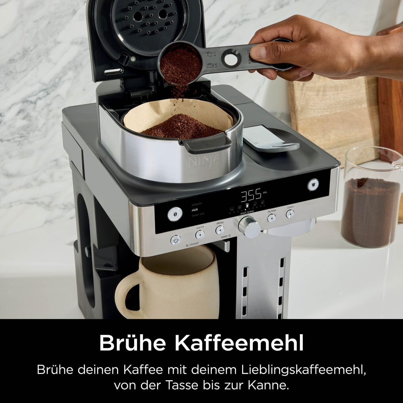Ninja Prestige Cafetera de filtro 2 en 1 con cápsulas y espumador de leche integrado, para café con leche, café helado y flat white, negra CFN802EU