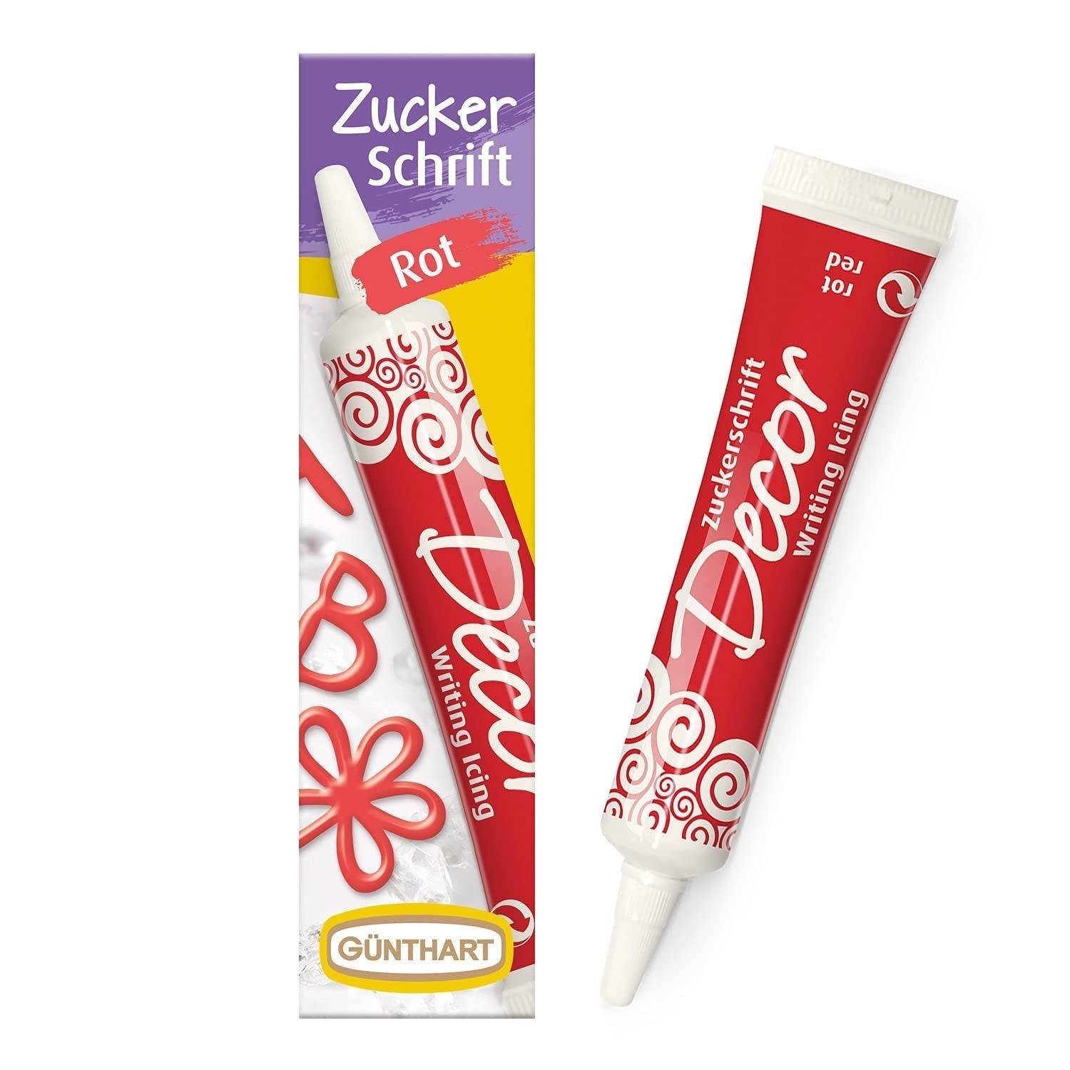 Günthart Backdecor 25 g Azúcar con letras ORO Para todos los postres en color dorado Hecho de azúcar para letras y diseños bonitos, 1 paquete (25 g)