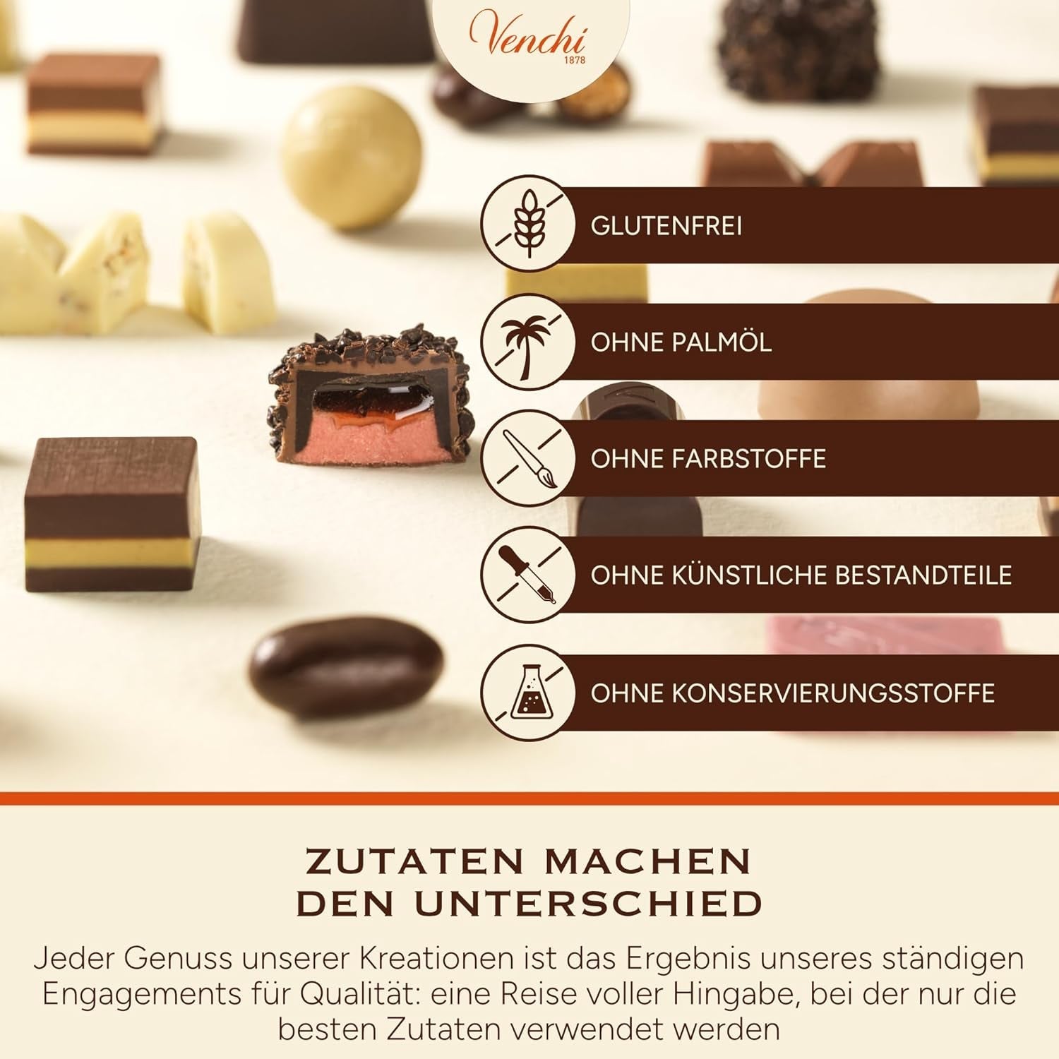 Venchi - Cremini 1878 - Chocolate de tres capas con gianduja con leche y pasta de almendras, "Avellanas Piamontesas IGP", 1 kg, sin gluten, sin colorantes y sin conservantes