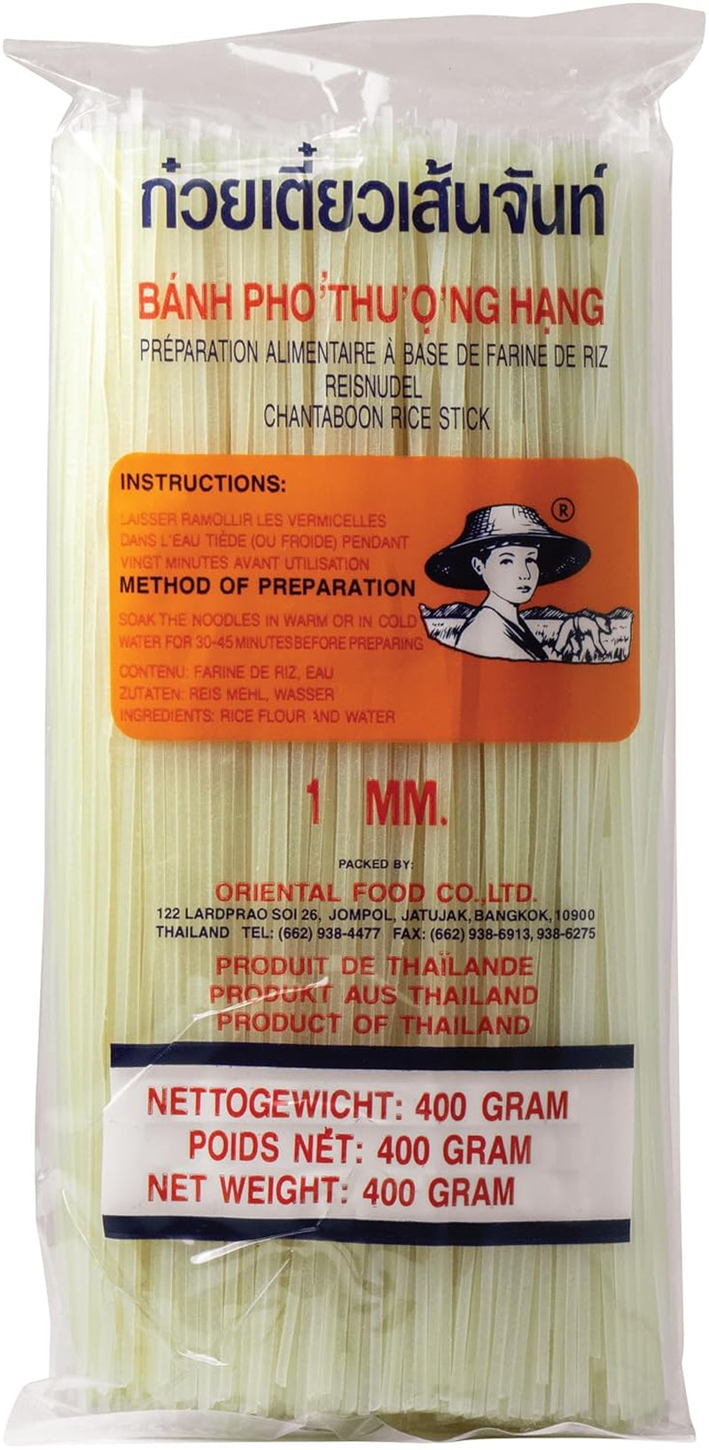 - Fideos de arroz (derecha) 1 mm, (1 x 400 g)