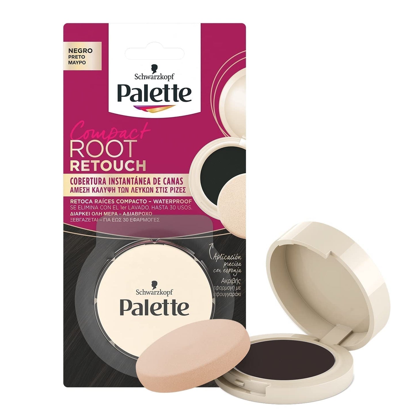 Paleta Compact Root Retouch Retouch Root Powder, compacto, castaño, 1ud Tinte para el cabello Naty Shop 26 G (1 paquete) Negro