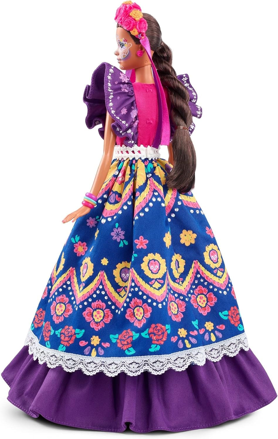Muñeca Barbie del Día de Muertos 2022 con vestido tradicional con volantes, corona de flores y pintura facial de calavera, regalo para coleccionistas