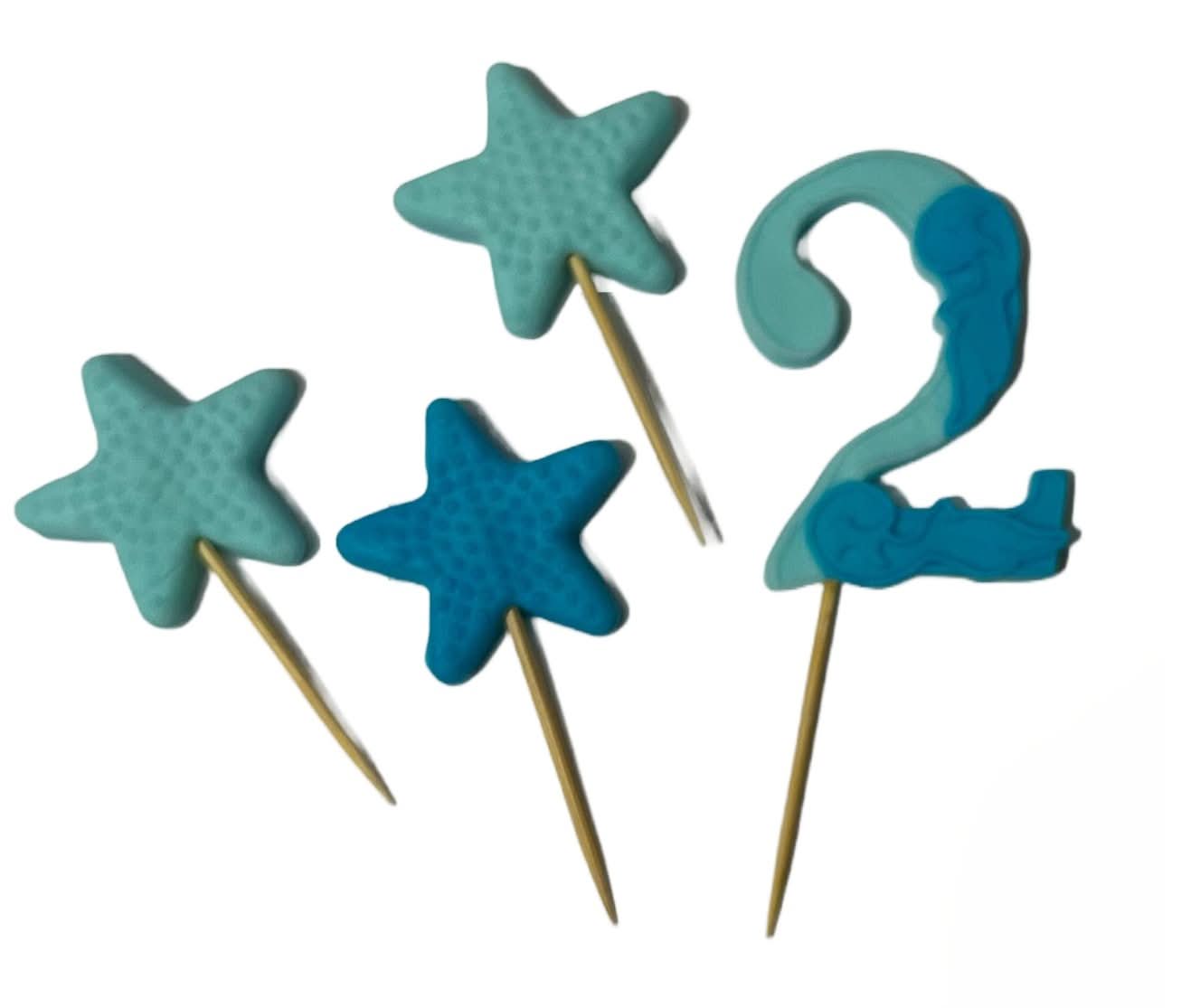 Decoración de azúcar comestible, Número 2, azul/azul Decoraciones de Sugar Paste Nati Shop
