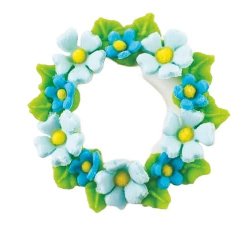 Decoración de azúcar comestible, Corona con flores azules Nati Shop