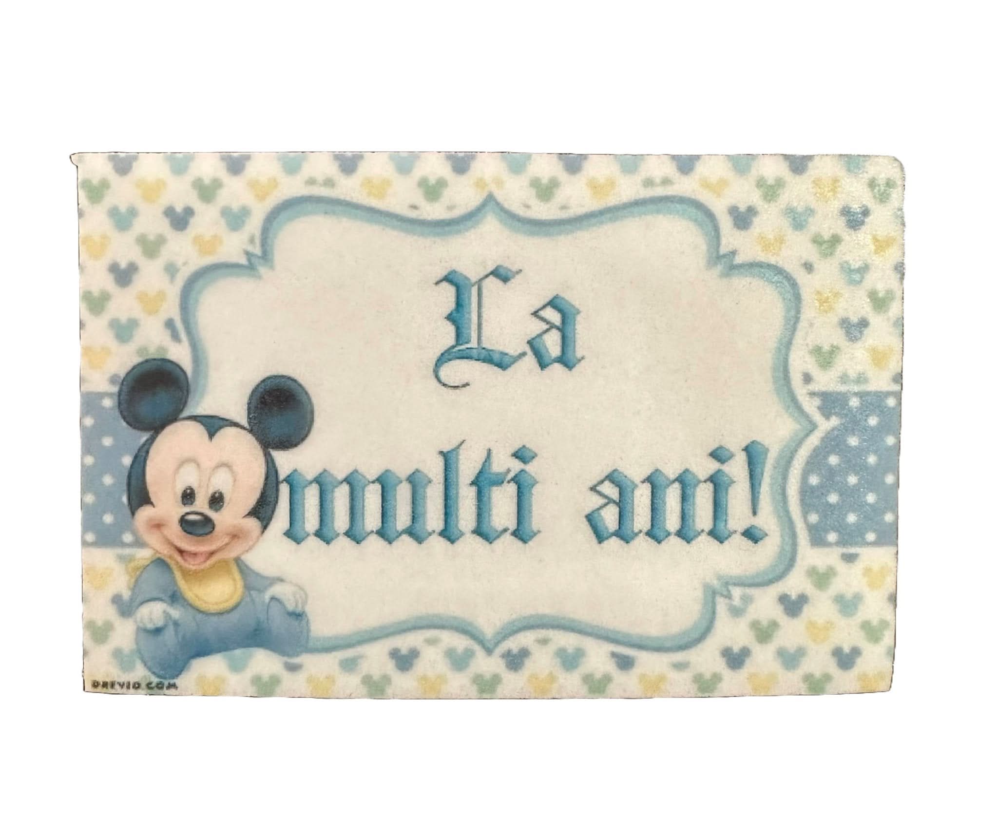 Decoración de azúcar comestible, Mickey Mouse - "¡Feliz cumpleaños!" Tienda Nati