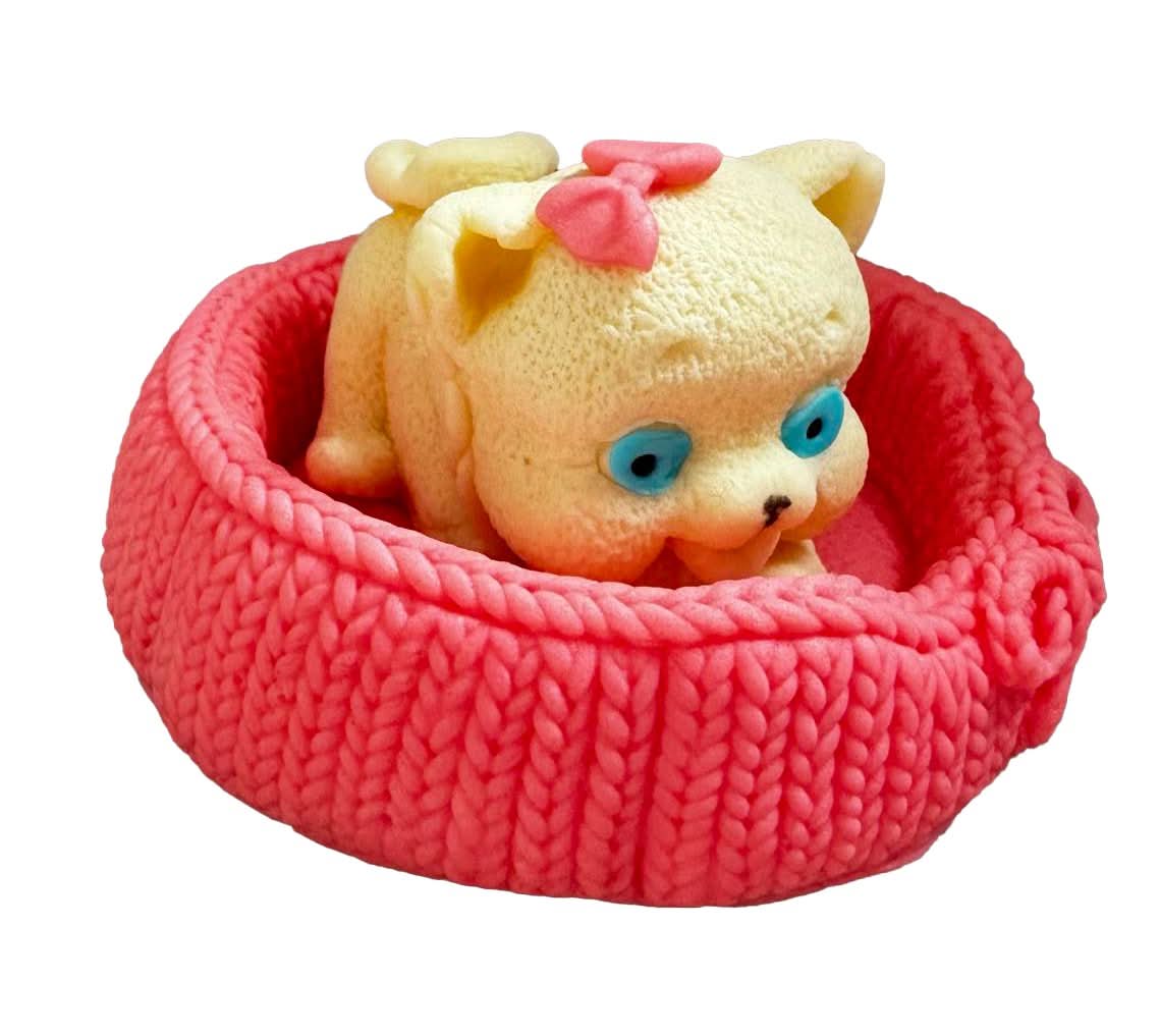 Decoración de azúcar comestible, Gatito en una cesta Decoraciones de Pasta de Azúcar Nati Shop