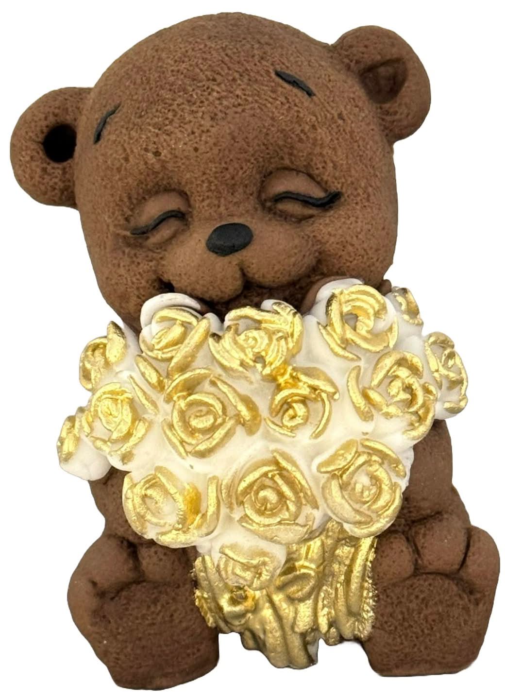 Decoración de azúcar comestible, Oso con ramo de rosas Decoraciones de Pasta de Azúcar Nati Shop