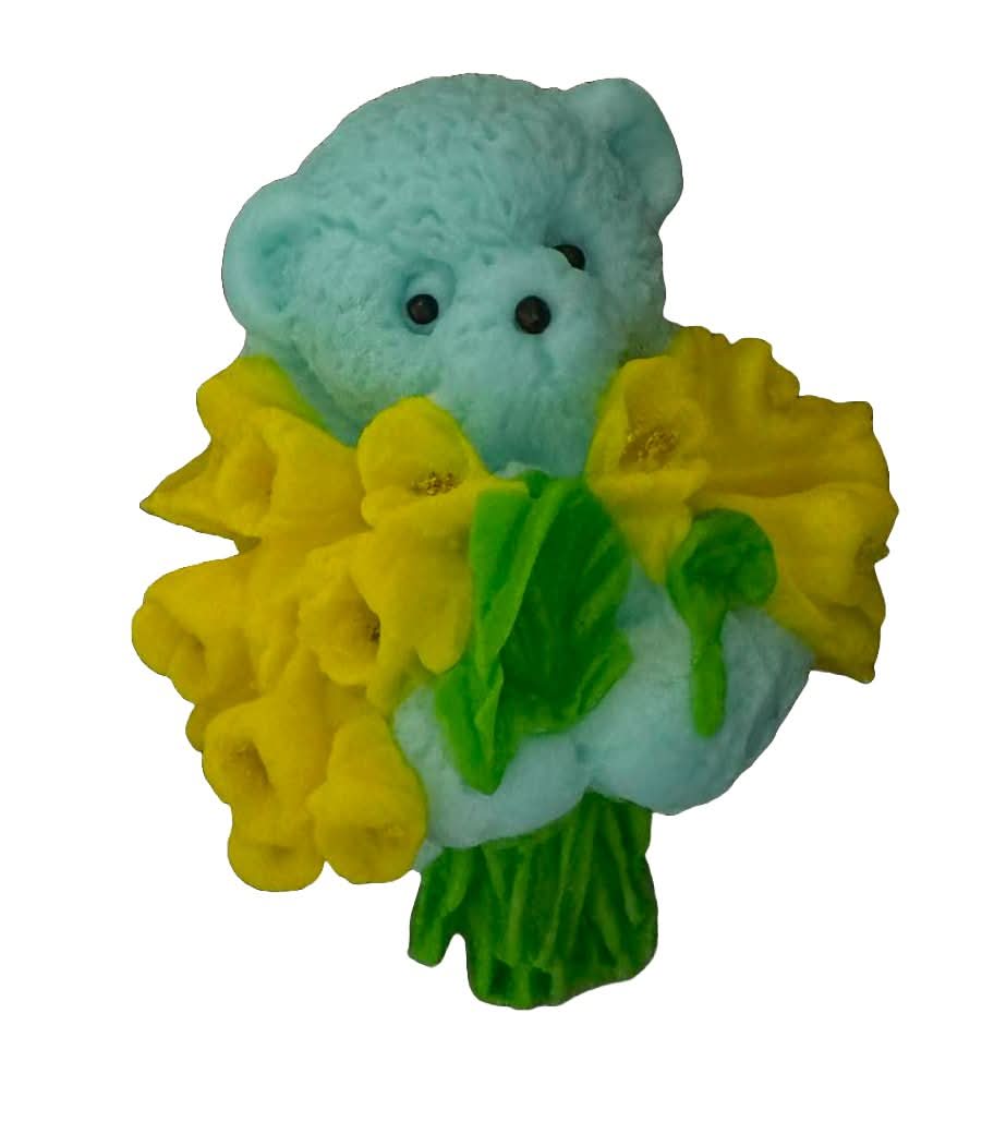Decoración de azúcar comestible, Osito de peluche con ramo de tulipanes Decoraciones de Pasta de Azúcar Nati Shop