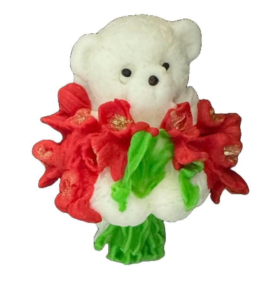 Decoración de azúcar comestible, Osito de peluche con ramo de tulipanes Decoraciones de Pasta de Azúcar Nati Shop