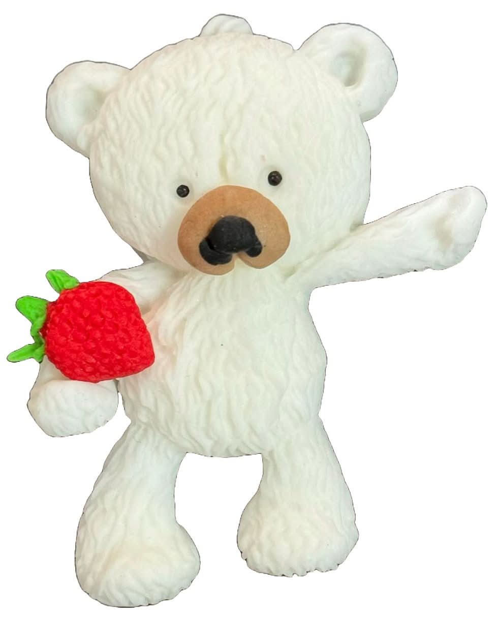 Decoración de azúcar comestible, Oso con fresa Decoraciones de Pasta de Azúcar Nati Shop