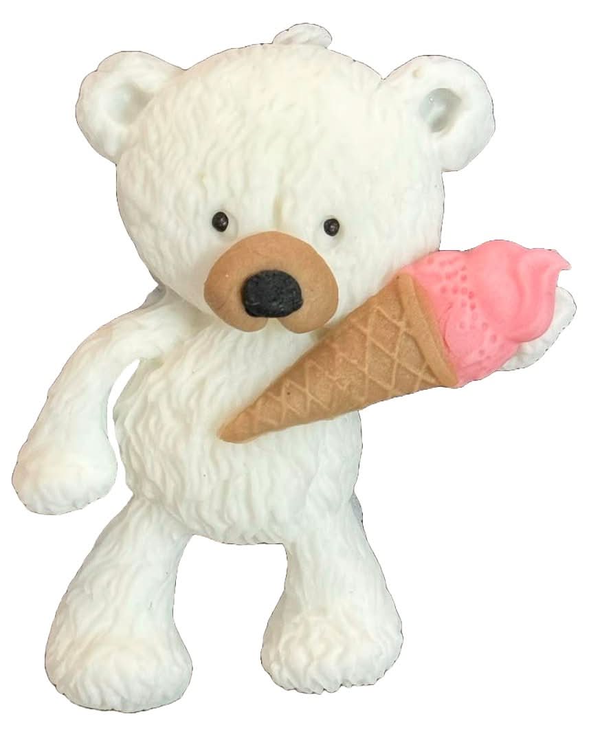 Decoración de azúcar comestible, Oso con helado Decoraciones de Pasta de Azúcar Nati Shop