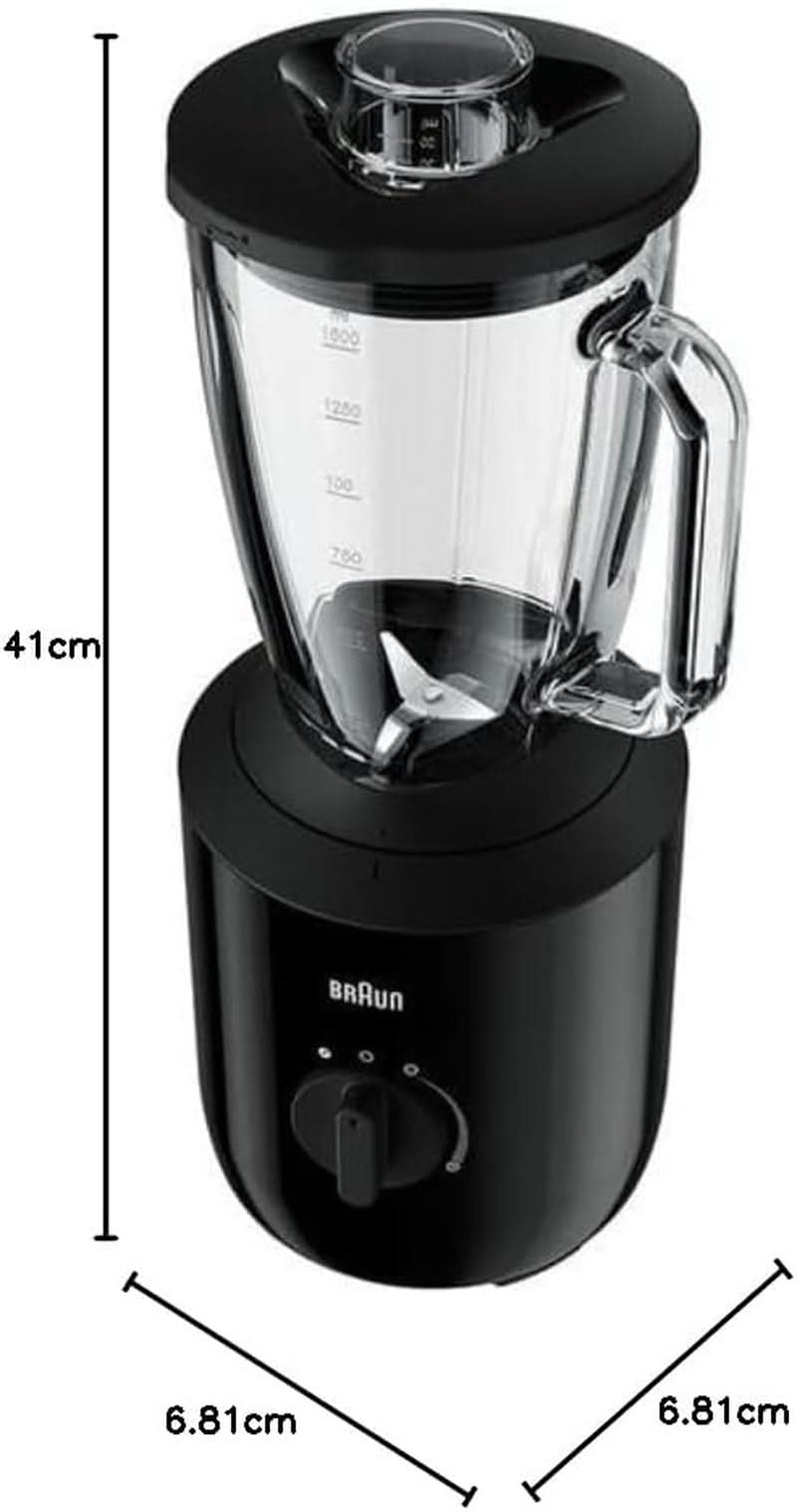 Braun Powerblend 3 JB 3150 BK Batidora con base - 1,5 L Glas-Mixaufsatz, Küchenhelfer Zum Zerkleinern, Pürieren & Mixen, 800 Watt, Schwarz Kitchen Naty Shop