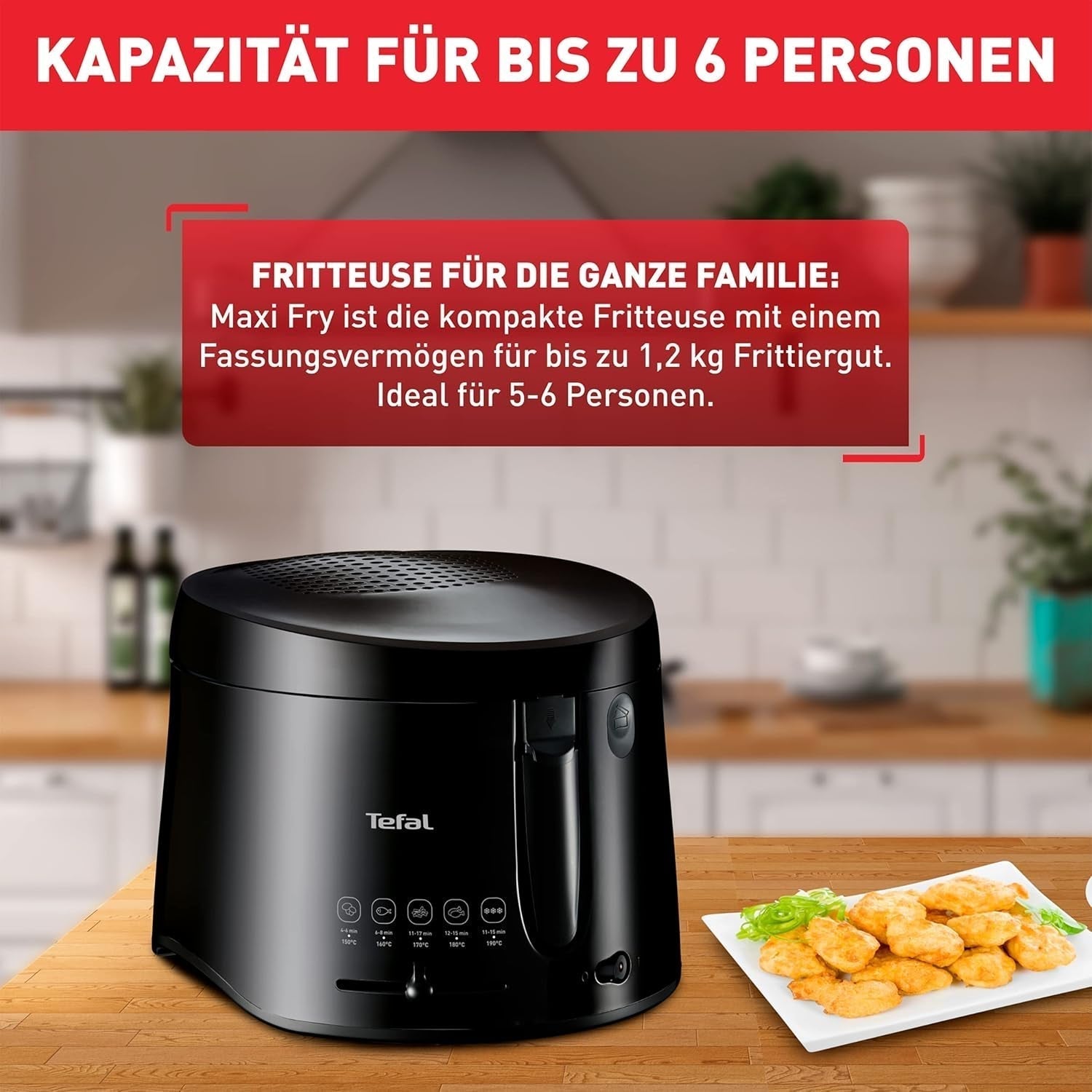 Freidora Tefal Maxi, Tecnología Cool Wall, 1,2 Kg, termostato regulable Electrodomésticos Naty Shop