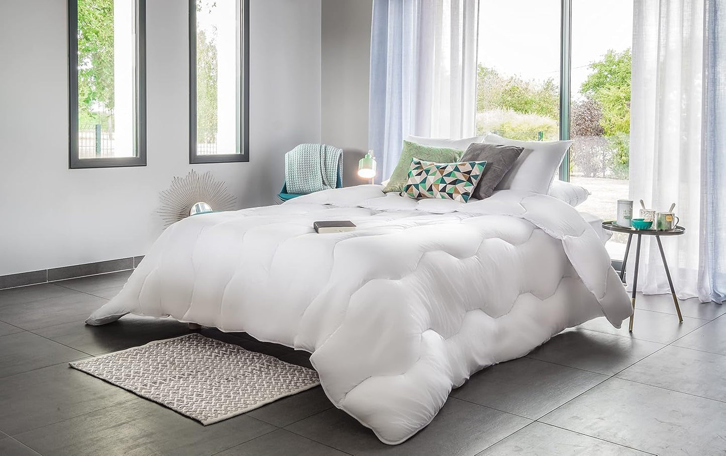 Blanrève - Edredón Aerelle Azul - Muy suave - Esponjoso y confortable - Cama individual - Eco Responsable - La fibra confort sienta bien, 140 X 200 Cm Edredones y edredones Naty Shop
