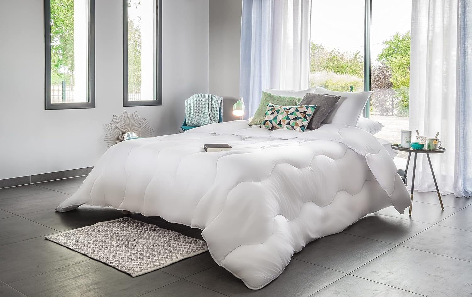 Blanrève - Edredón Aerelle Azul - Muy suave - Esponjoso y confortable - Cama individual - Eco Responsable - La fibra confort sienta bien, 140 X 200 Cm Edredones y edredones Naty Shop