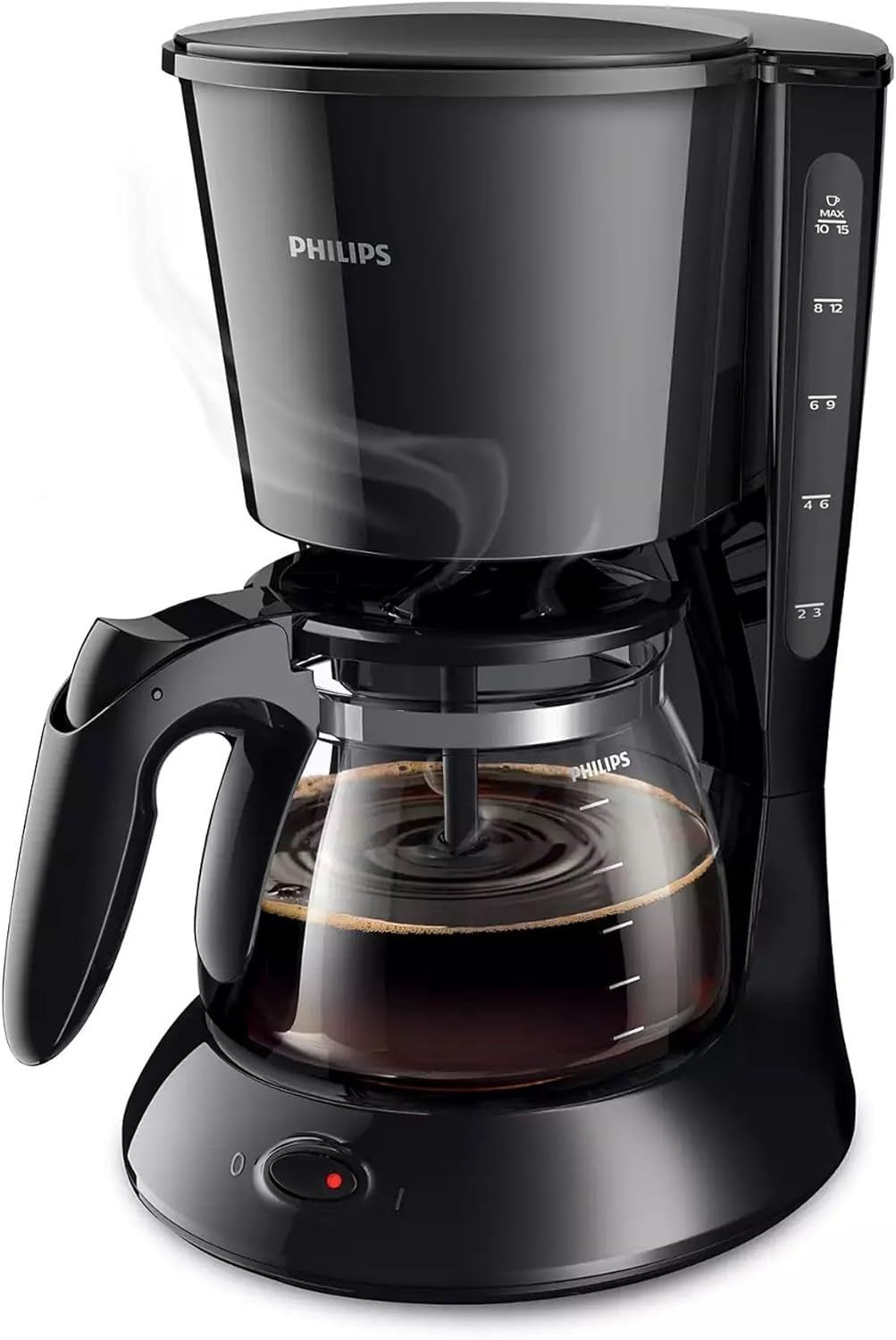 PHILIPS Café Gaia Cafetera Espresso con Filtro - Jarra Termo de Acero Inoxidable, Sistema Antigoteo, Aroma Intenso, Apagado Automático, 1300ml, Negra (HD7546/20)