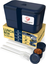 Umami Fiambrera para Adultos, Fiambrera Bento Apilable a Prueba de Fugas con 4 Cubiertos y Compartimentos, Fiambrera para Adultos, Recipiente para Ensalada para Llevar, Fiambrera para Picnic/Oficina, Gris Carbón, 1500ml