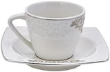 KARACA Nazende Juego de tazas de café expreso de porcelana - Tazas de café turco con platillos de 80 ml, servicio de café moderno de 12 piezas con 6 tazas de café y 6 platillos, tazas de moca - Blanco