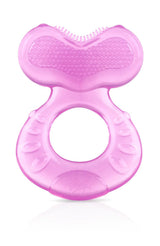 Mordedor de silicona suave Nuby Teethe-eez | Ayuda para la dentición de silicona con superficie texturizada para masajear las encías | Funda higiénica incluida | Rosa | A partir de 3 meses