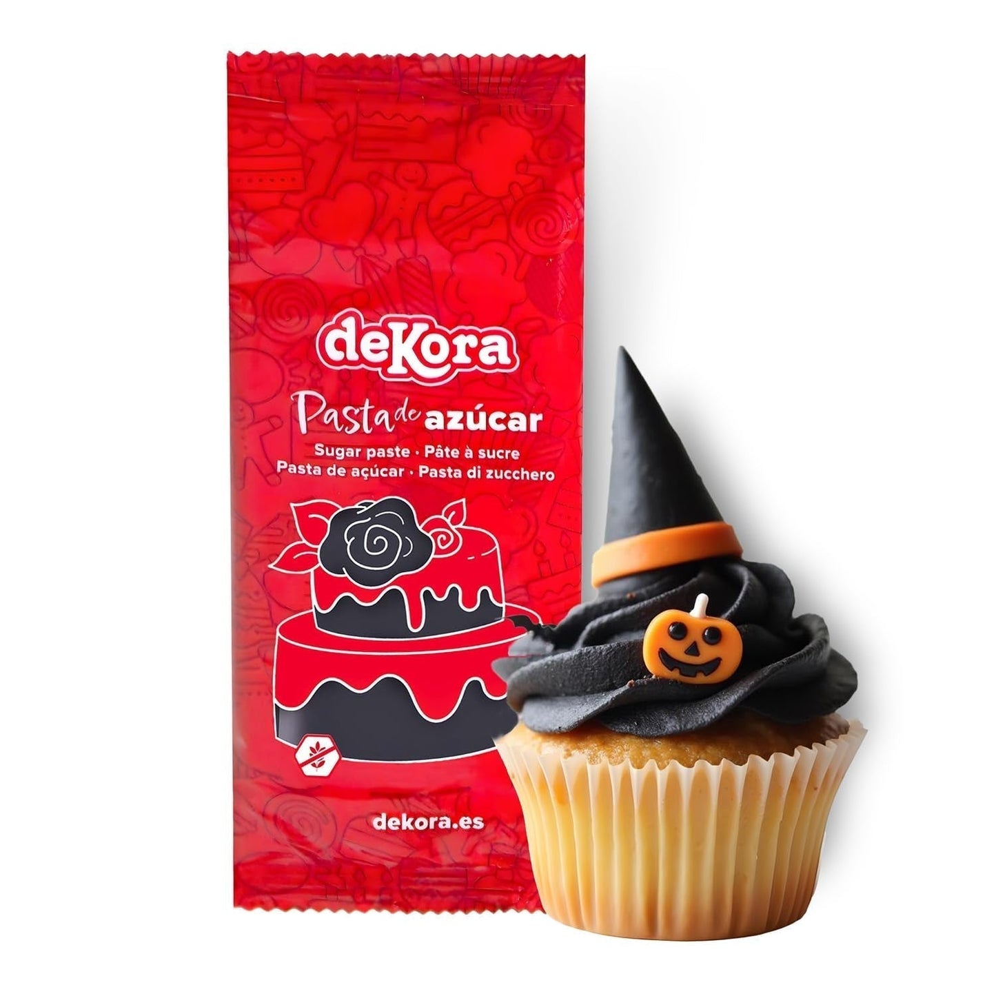 Dekora - Pasta de azúcar blanca fondant 150g - Perfecta para decoración de tartas y repostería - Sin gluten ni lactosa - Sabor vainilla - Suave, flexible y fácil de moldear para decoraciones creativas Naty Shop Pasta de Azúcar Negra