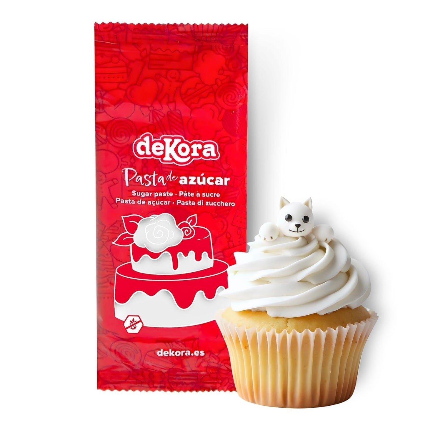 Dekora - Pasta de azúcar blanca fondant 150g - Perfecta para decoración de tartas y repostería - Sin gluten ni lactosa - Sabor vainilla - Suave, flexible y fácil de moldear para decoraciones creativas Naty Shop Pasta de Azúcar Blanca
