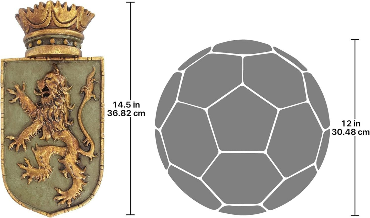 Design Toscano Escudo medieval León vertical, escultura de pared Estatuillas y esculturas Naty Shop