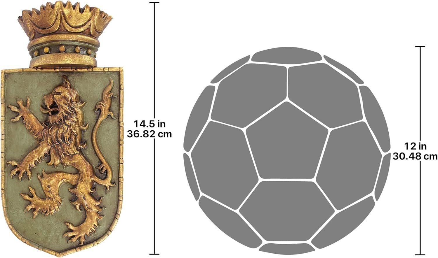 Design Toscano Escudo medieval León vertical, escultura de pared Estatuillas y esculturas Naty Shop