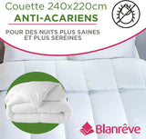 Edredón Serenité - Tratamiento antiácaros - Templado 300 G/M² - 240 X 220 Cm - Para cama de matrimonio - Lavable a máquina, blanco Edredones y edredones Naty Shop