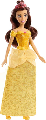 Mattel Disney Princess Toy Muñeca articulada Belle Fashion con ropa y accesorios brillantes Regalo inspirado en la película de Disney para niños HLW11