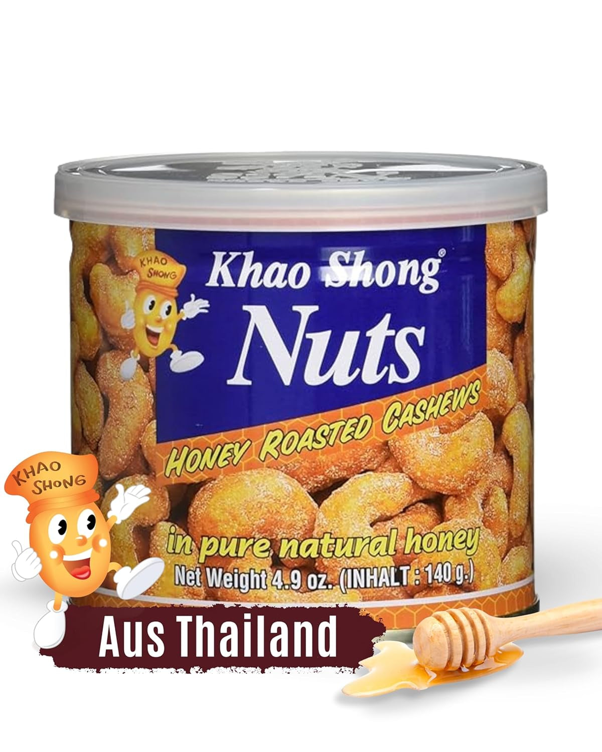 Khao Shong Guisantes verdes fritos con wasabi, guisantes crujientes rebozados picantes, una alternativa baja en grasa a las nueces, picante medio, 1 lata de 140 g | 140 gramos (1 paquete)